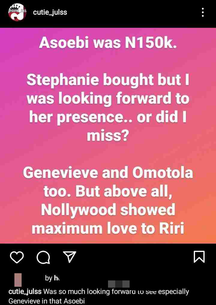 Reactions as cost of ‘Asoebi’ for Rita Dominic’s traditional marriage gets revealed