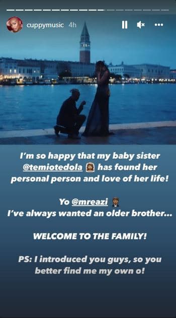 Dj cuppy engagement temi