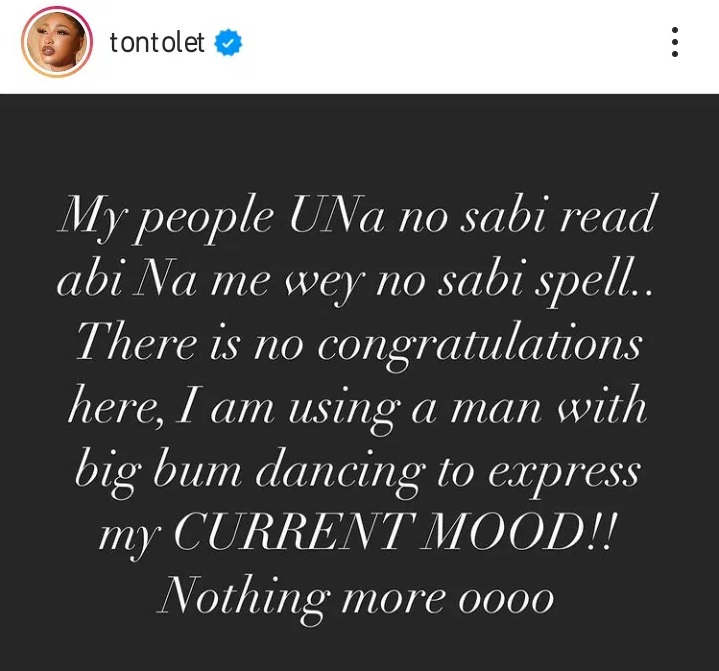 Tonto Dikeh fumes as fans flood her with congratulatory messages following supposed reunion with Prince Kpokpogri