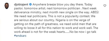 Banky W dragged to filth by DJ Obi over political ambition, threatens to drop receipts