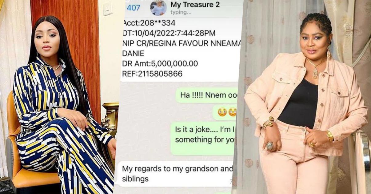 Check out Regina Daniels reaction as she receives N5M alert from mother for dinner (Screenshot)