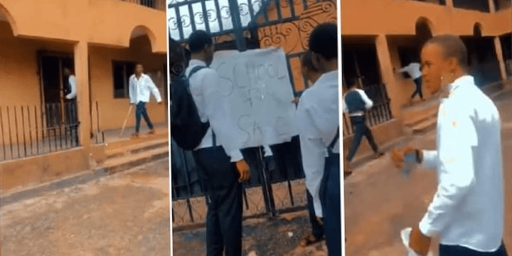 Moment SS3 students vandalize school property after principal fled with their WAEC fees and put up the school for sale [Video]