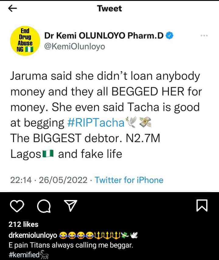 Kemi Olunloyo tacha jaruma