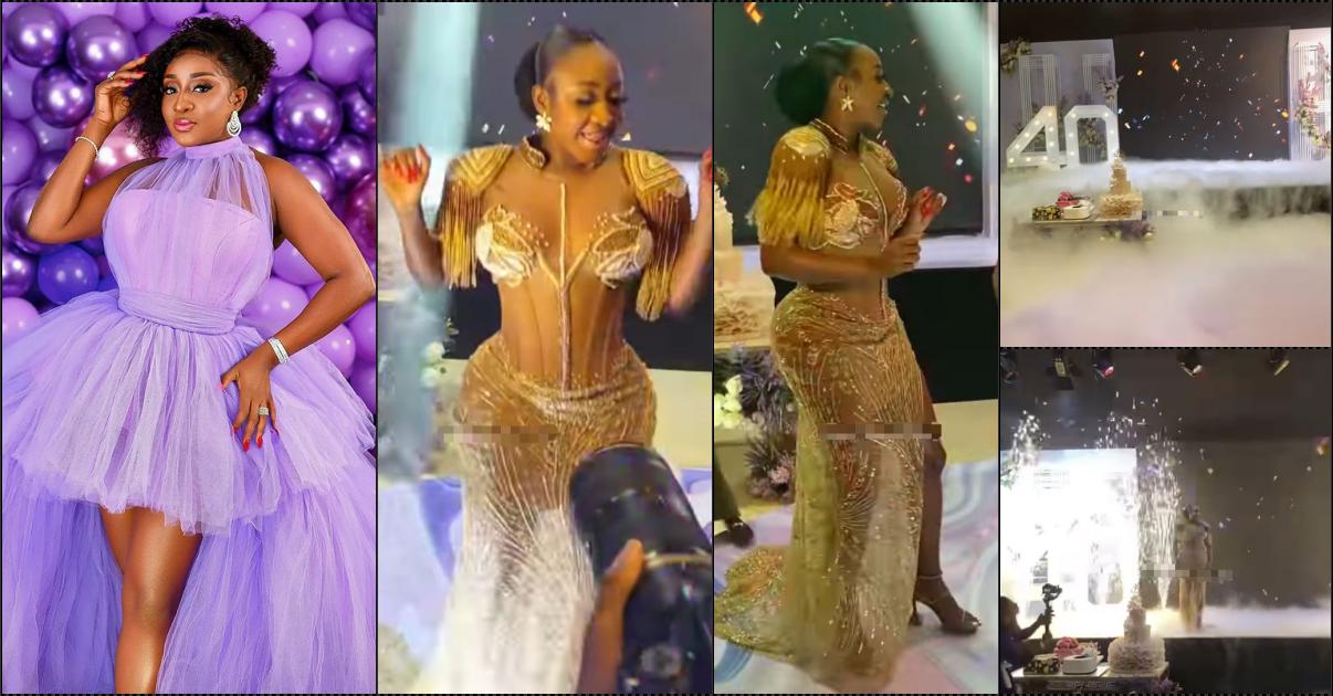 Watch Ini Edo's grand entrance at her 40th birthday party (Video)