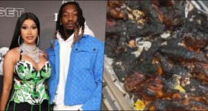 Offset makes fun of Carbi B for making burnt chicken wings (Video)