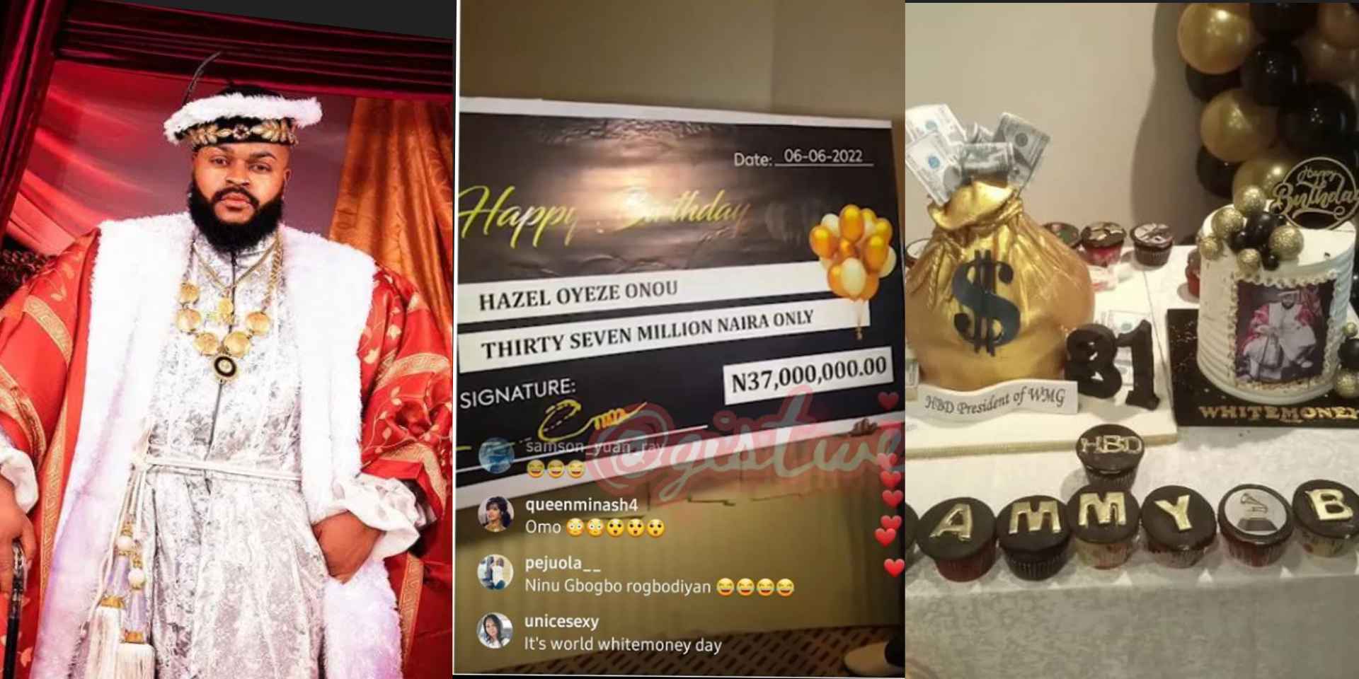 30th Birthday: Whitemoney receives N37m cash gift; N3m all expense paid trip to Dubai from fans