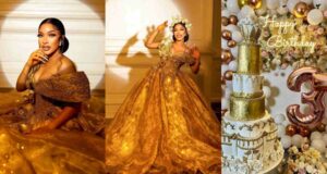 Tonto Dikeh rolls out dazzling photos, flaunts gigantic cake as she turns 37 (Video)