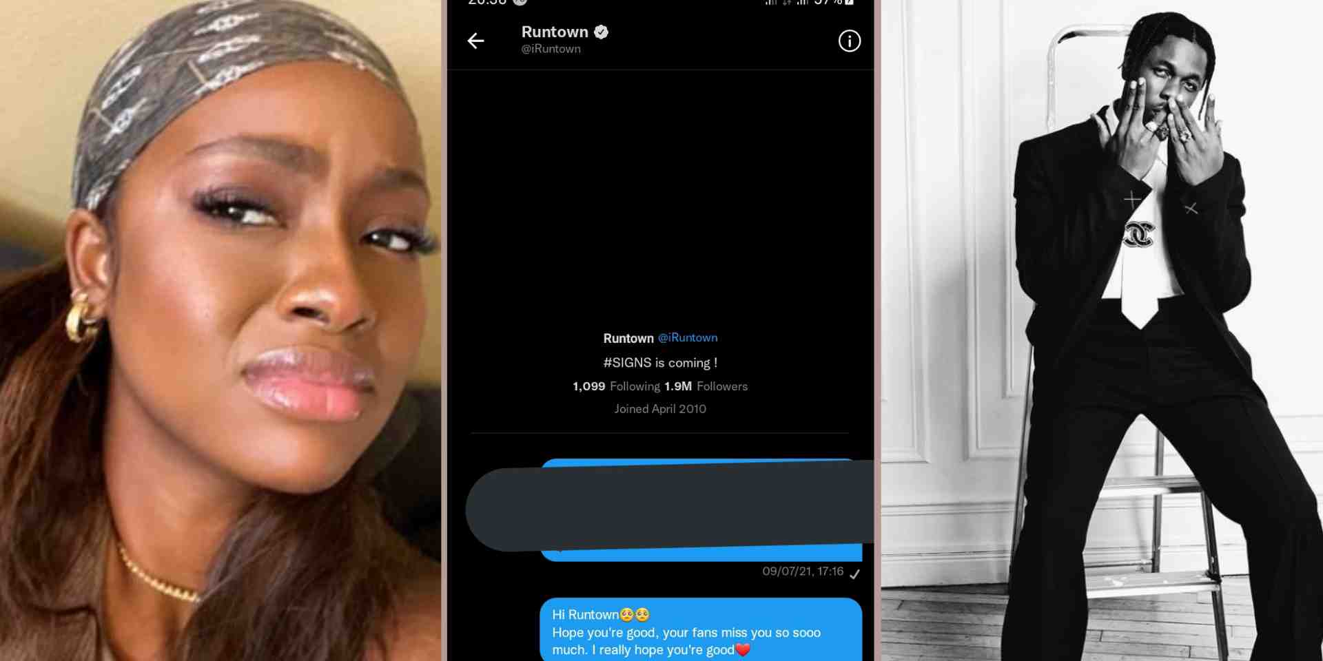 Lady shares response of Runtown after she chatted him over unusual silence (Screenshot)