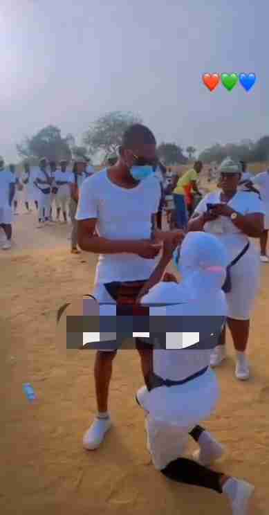 Reactions as female corps member proposes to boyfriend in Orientation camp (Video)