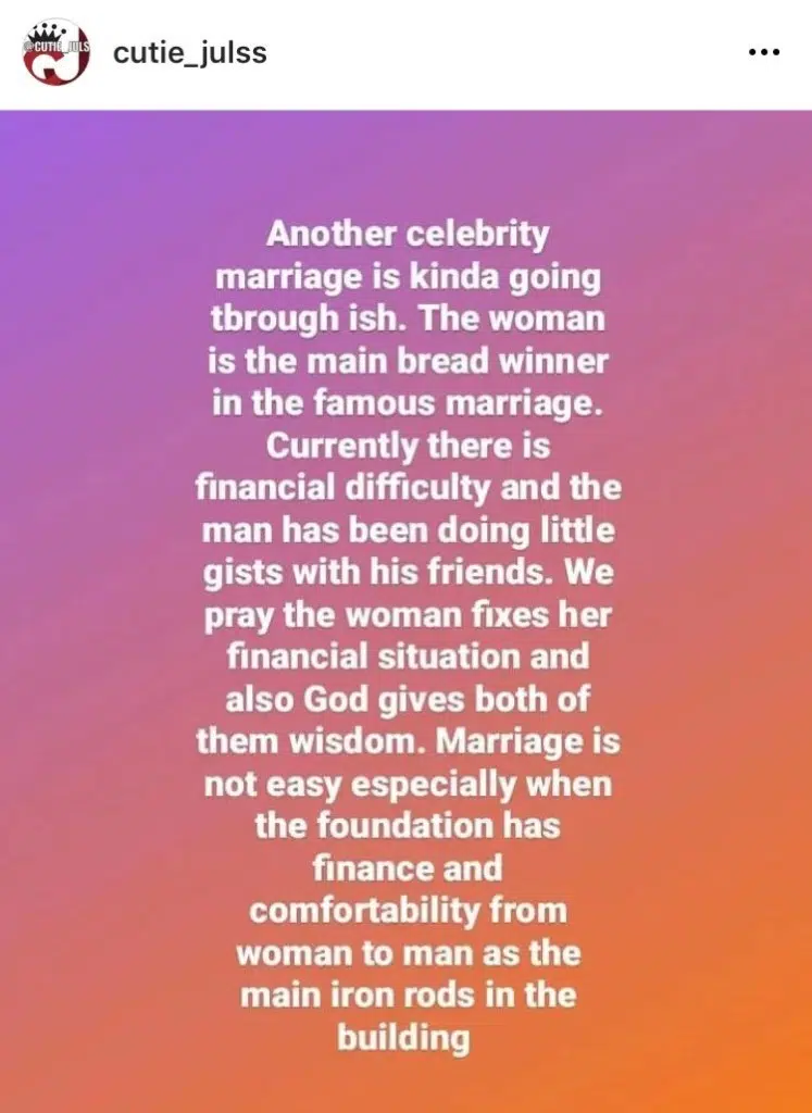 Toyin Abraham allegedly experiencing marital crisis over financial issues 