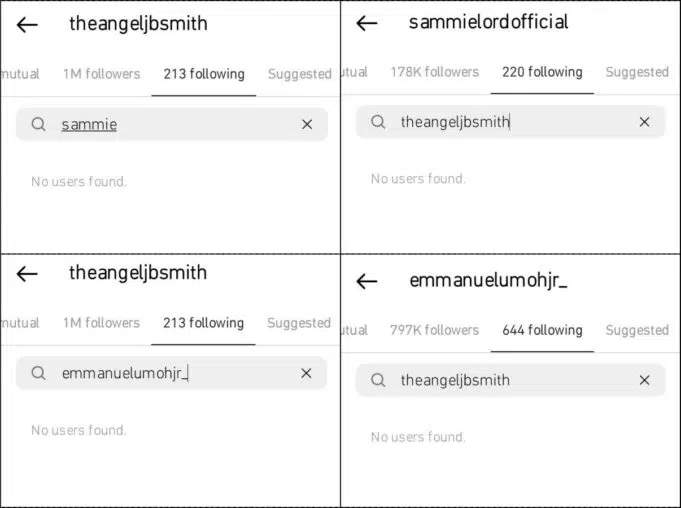 Angel unfollow Emmanuel Sammie BBNaija