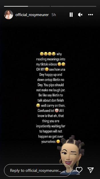 "That thing you're waiting for will not happen" - Rosy Meurer sends strong message to haters