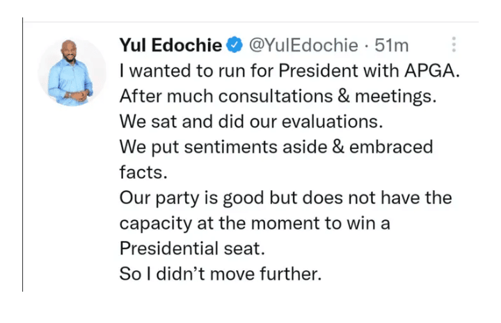 Yul edochie presidential ambition