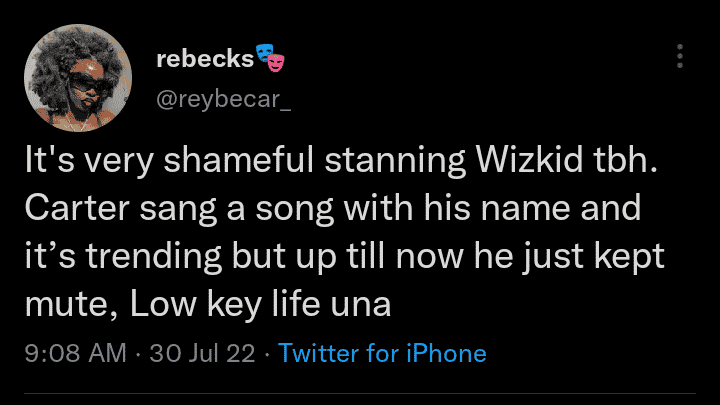 Wizkid called out for snubbing skit maker, Carter Efe who made a trending jam 'Machala' in his honour