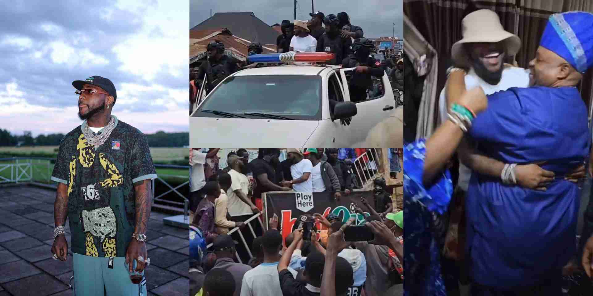 Reactions as Davido touches down Osun State amid tight security and cheers ahead of gubernatorial election (Video)