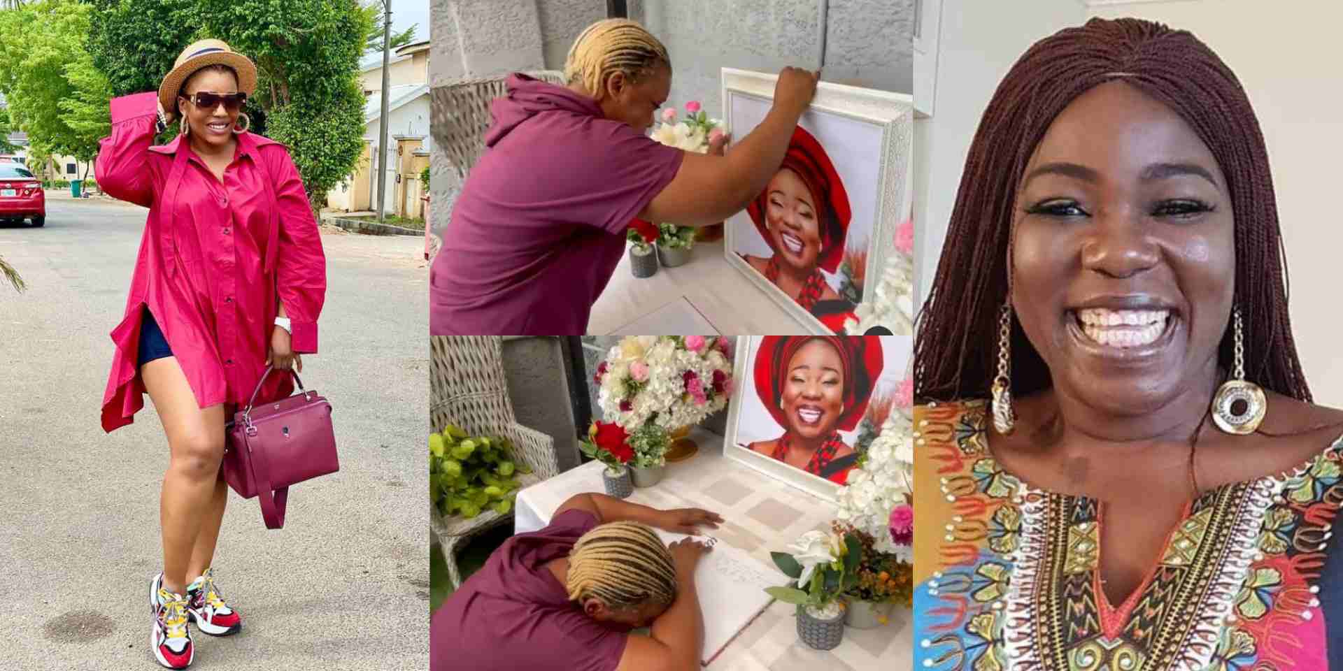 Empress Njamah breaks down in tears as she sets up condolence register for friend, Ada Ameh (Video)