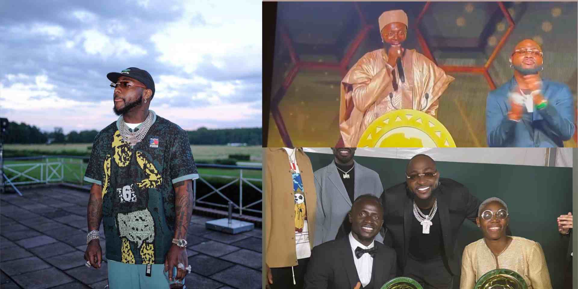 Moment Davido was invited on stage at CAF Awards 2022, strikes pose with winners (Video)