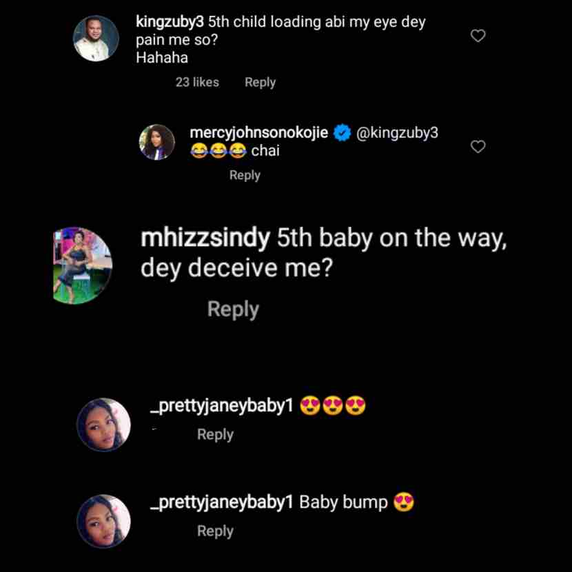 Mercy Johnson reacts to claims of expecting a 5th child following visible baby bump in recent video 