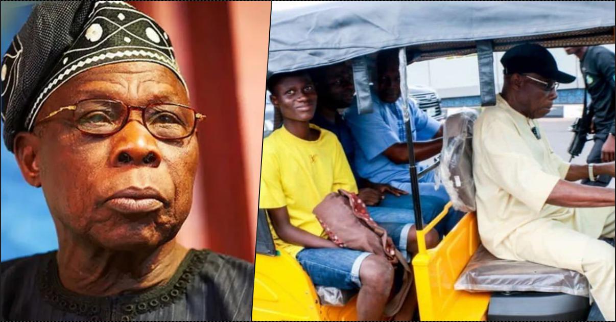 Ex-president Obasanjo passes message as he shuttles tricycle in Ogun StateEx-president Obasanjo passes message as he shuttles tricycle in Ogun State