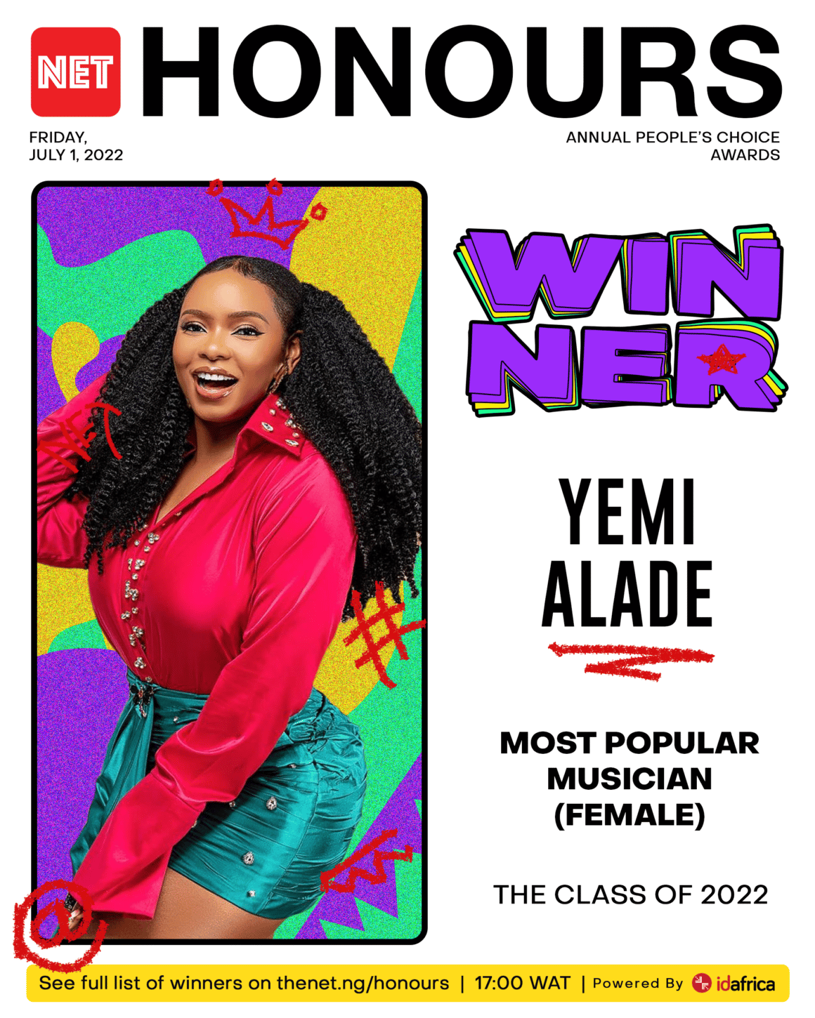 NET Honours 2022: Yemi Alade overtakes Tiwa Savage and Tems to Win Most Popular Musician (Female)