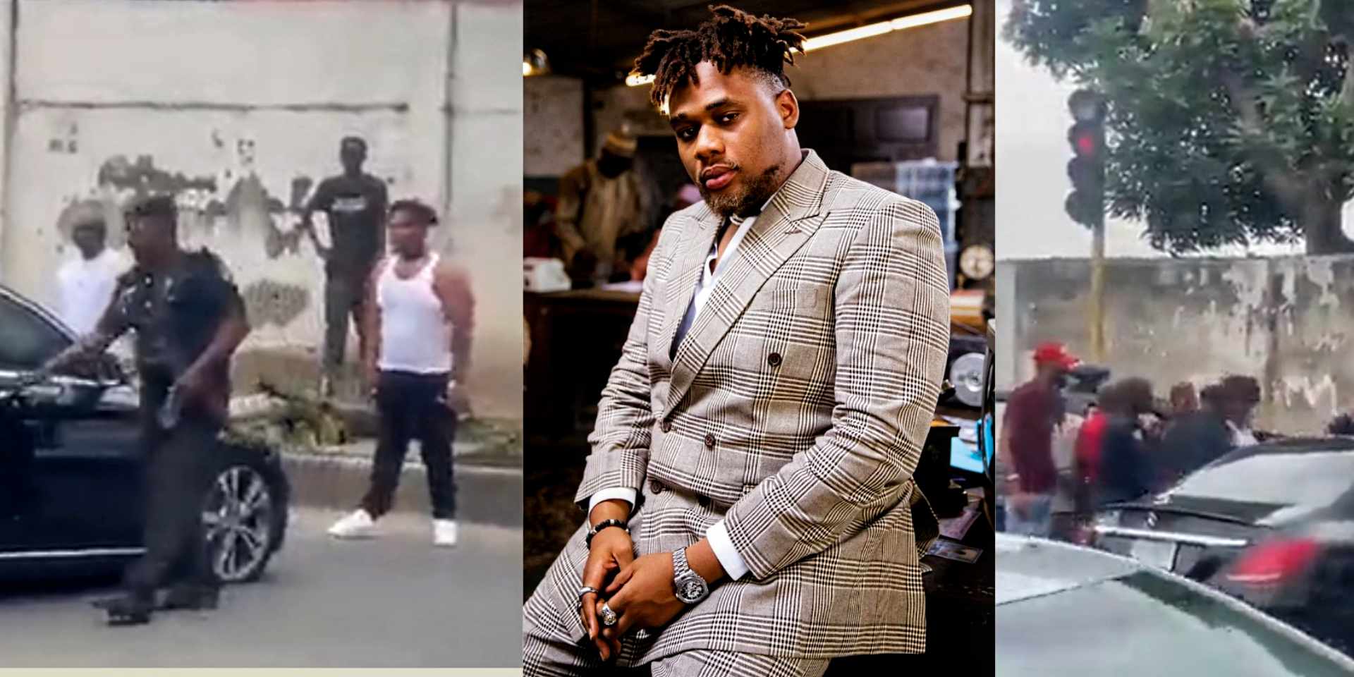 Reactions as police officers reportedly harass Boju BNXN; slap & tear off his shirt on the road [Video]