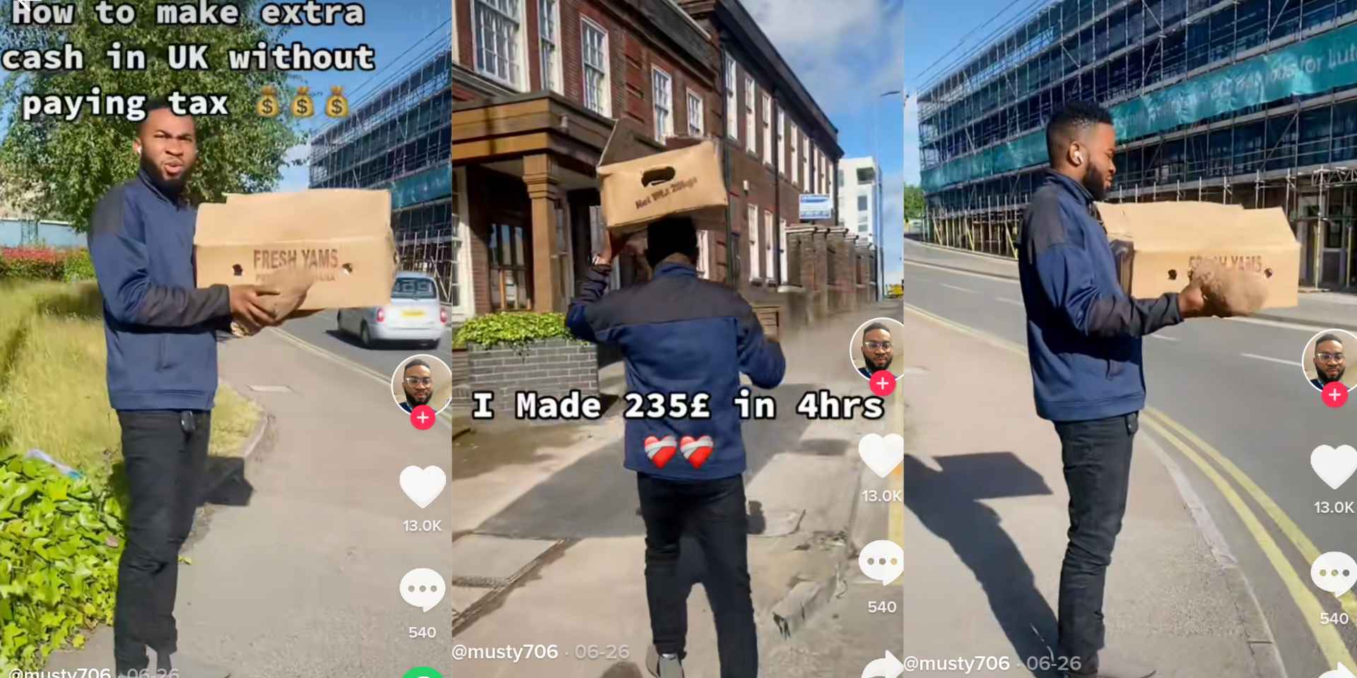 Nigerian man shares proof as he makes N116k in 4 hours hawking tubers of yam in London [Video]