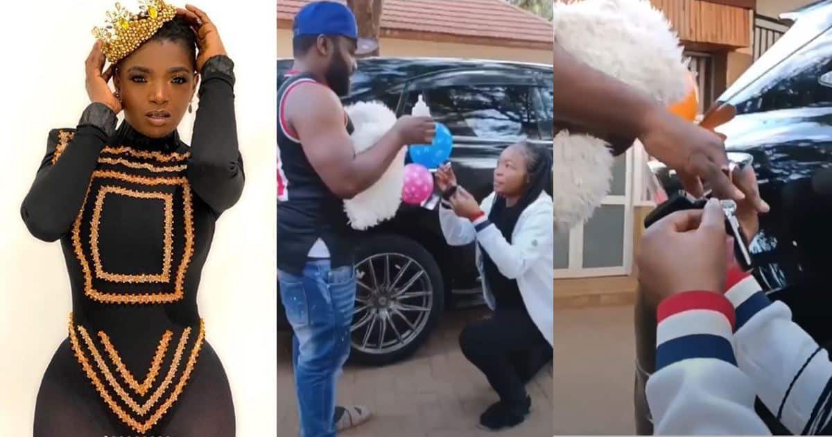 Annie Idibia reacts as lady proposes to her boyfriend with a car (Video)