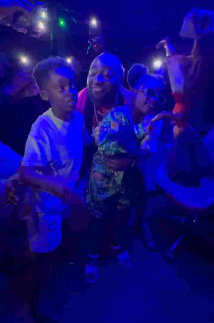 Reactions as Davido dances with daughter, Imade, Tiwa's son, Jamil in new video