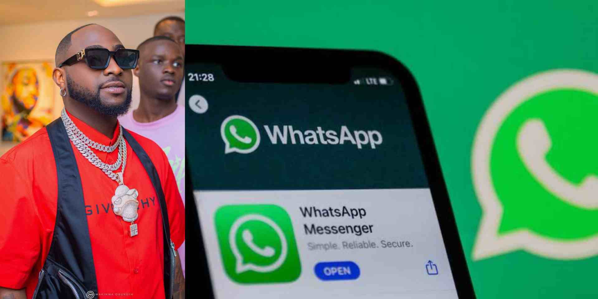 Davido reacts to report that WhatsApp users will soon be able to control people who can see when they are online 