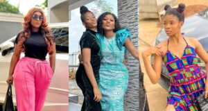 "That girl should know her boundaries" - Reactions as Destiny Etiko pushes away adopted daughter, Chinenye from her video