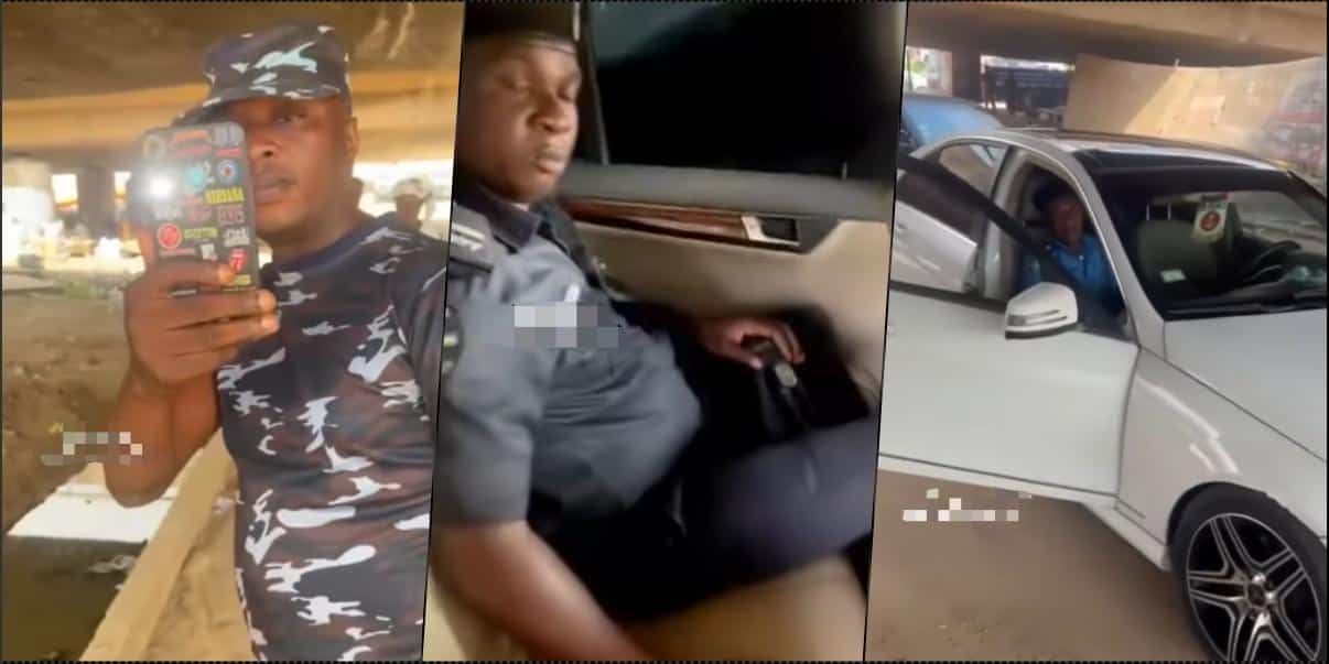 "Na your father you arrest, you dey mental" - Benz owner engages Police Officers (Video)