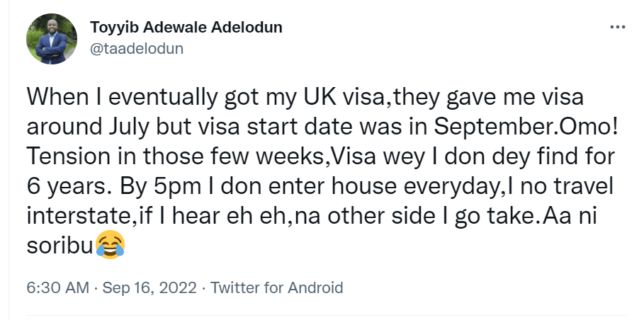 Nigerian man reveals all he did to ensure his safety after getting a UK visa