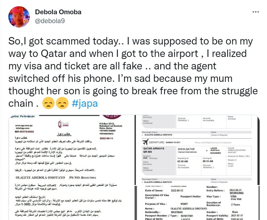 Nigerian man scammed of almost N400,000 by fake traveling agency