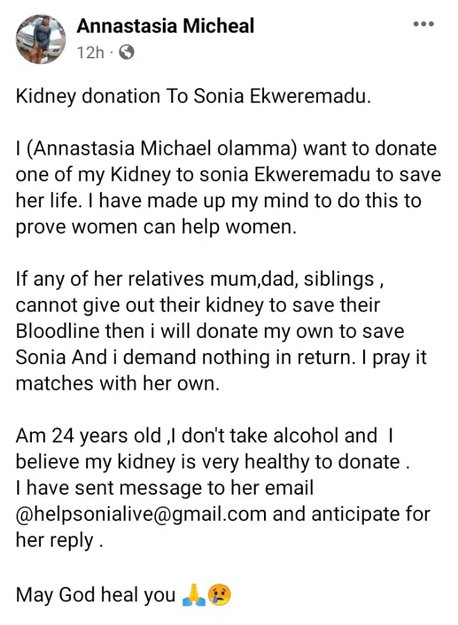 Sonia Ekweremadu Kidney donation