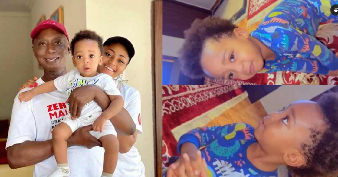 Watch adorable video of Regina Daniels’ son begging her to forgive him 