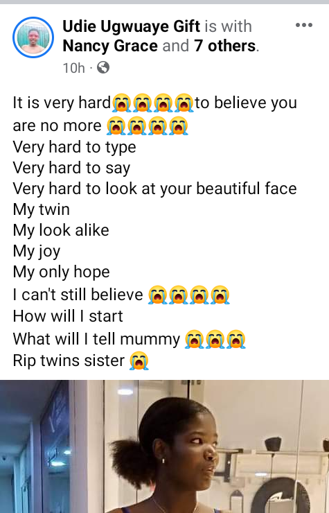 What will I tell mummy - Twin sister of UNICROSS student murdered alongside singer Chop Boii mourns 1.jpg