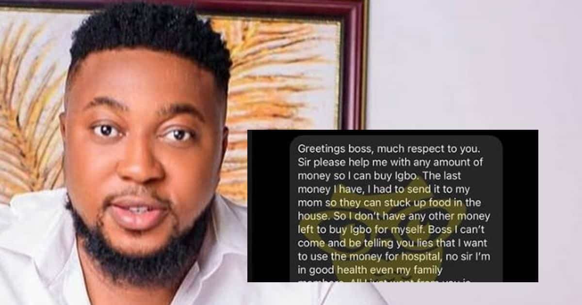 Nosa Rex in shock as he shares chat with netizen who involved God while begging him for money to buy Igbo