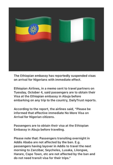 Ethopian Embassy memo