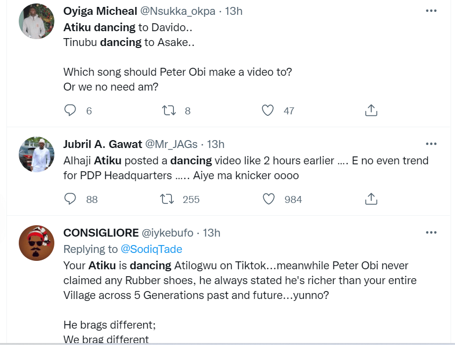 Nigerians react to video of Atiku Abubakar's solo dance video