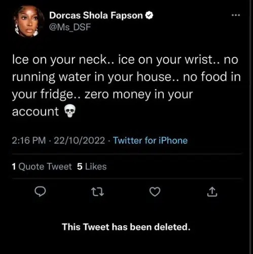 Dorcas Shola-Fapson roasts ex, Skiibii