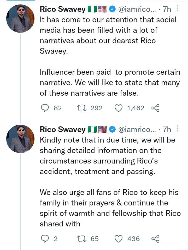 Rico Swavey's management set to announce burial plans, condemns false narratives surrounding his passing