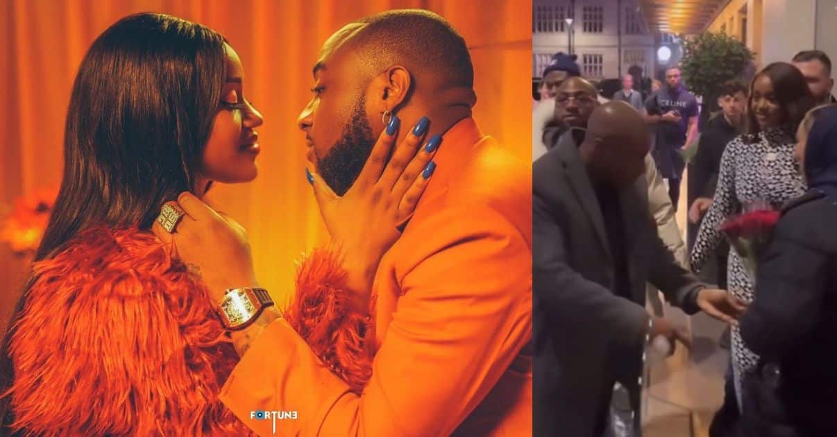 Davido caught rejecting a bouquet or flowers from fan in London