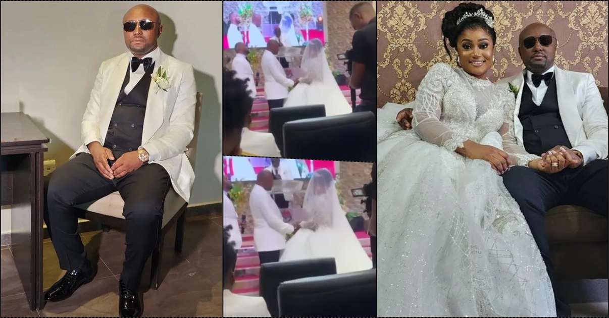 Romantic moment Isreal DMW says vows at white wedding to wife (Video)