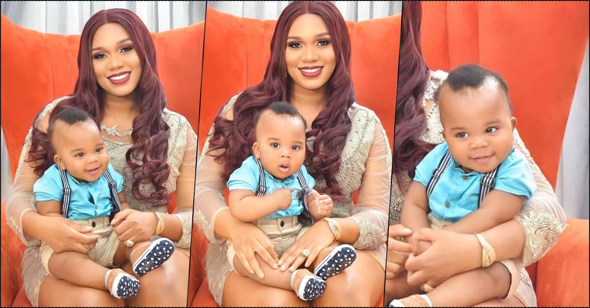 Sandra Iheuwa reveals son's face at six months old