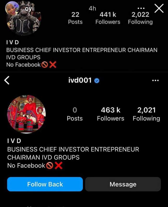 IVD stirs reaction as he updates Instagram display picture
