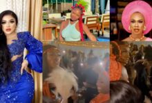 Moment Bobrisky throws bottle at Papaya Ex and James Brown at an event (Video)