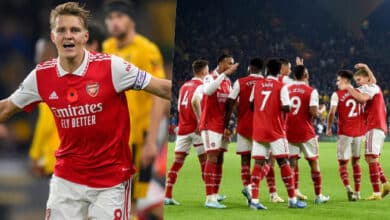 Arsenal goes for world cup break on top of the Premier League table after defeating Wolves