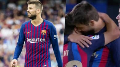 Gerard Pique breaks down in tears while leaving the pitch after featuring as a Barcelona player one final time