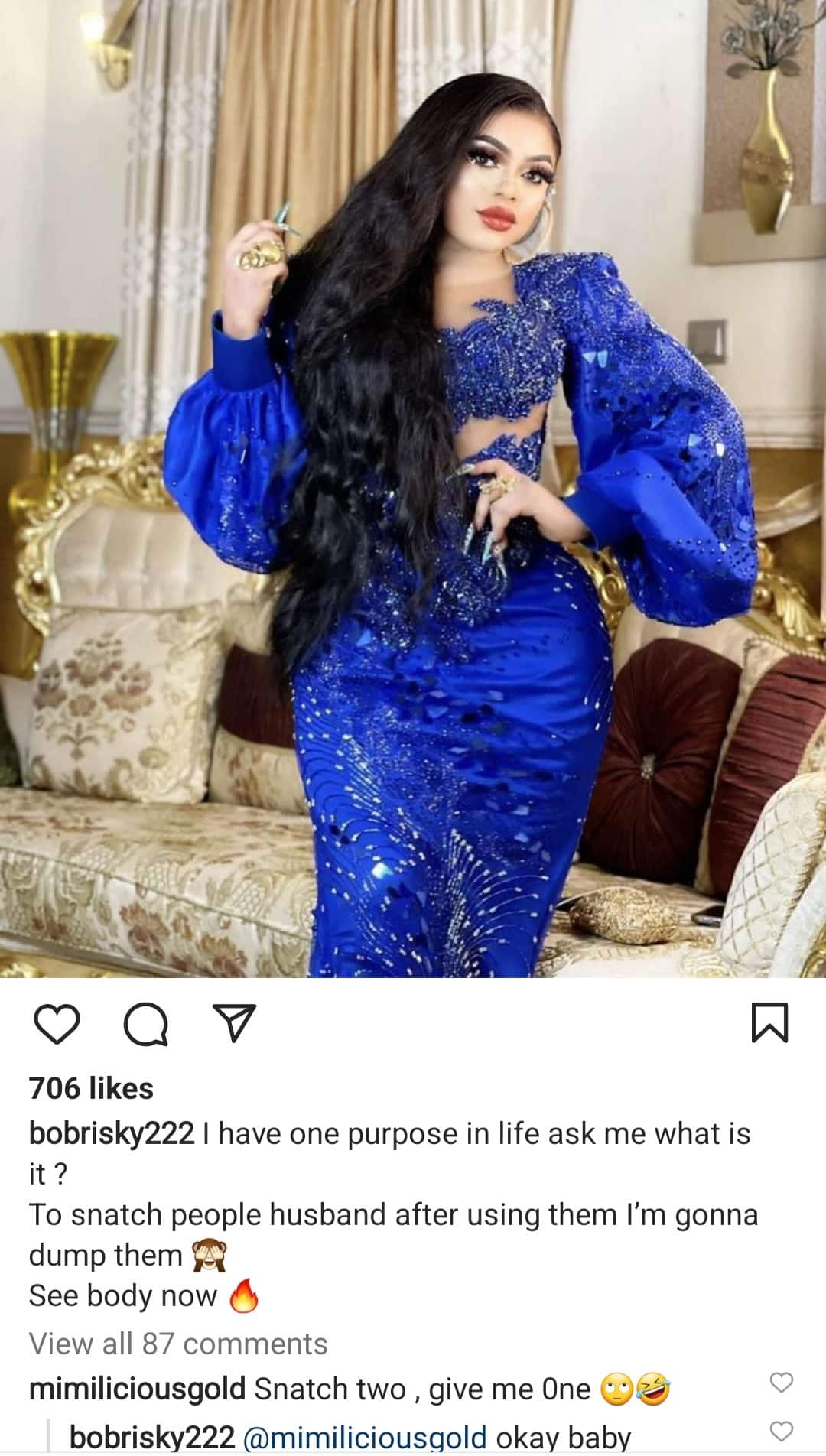 I have one purpose in life and it is to snatch people's husbands - Bobrisky