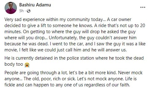 Good Samaritan reportedly in custody as passenger dies in his car